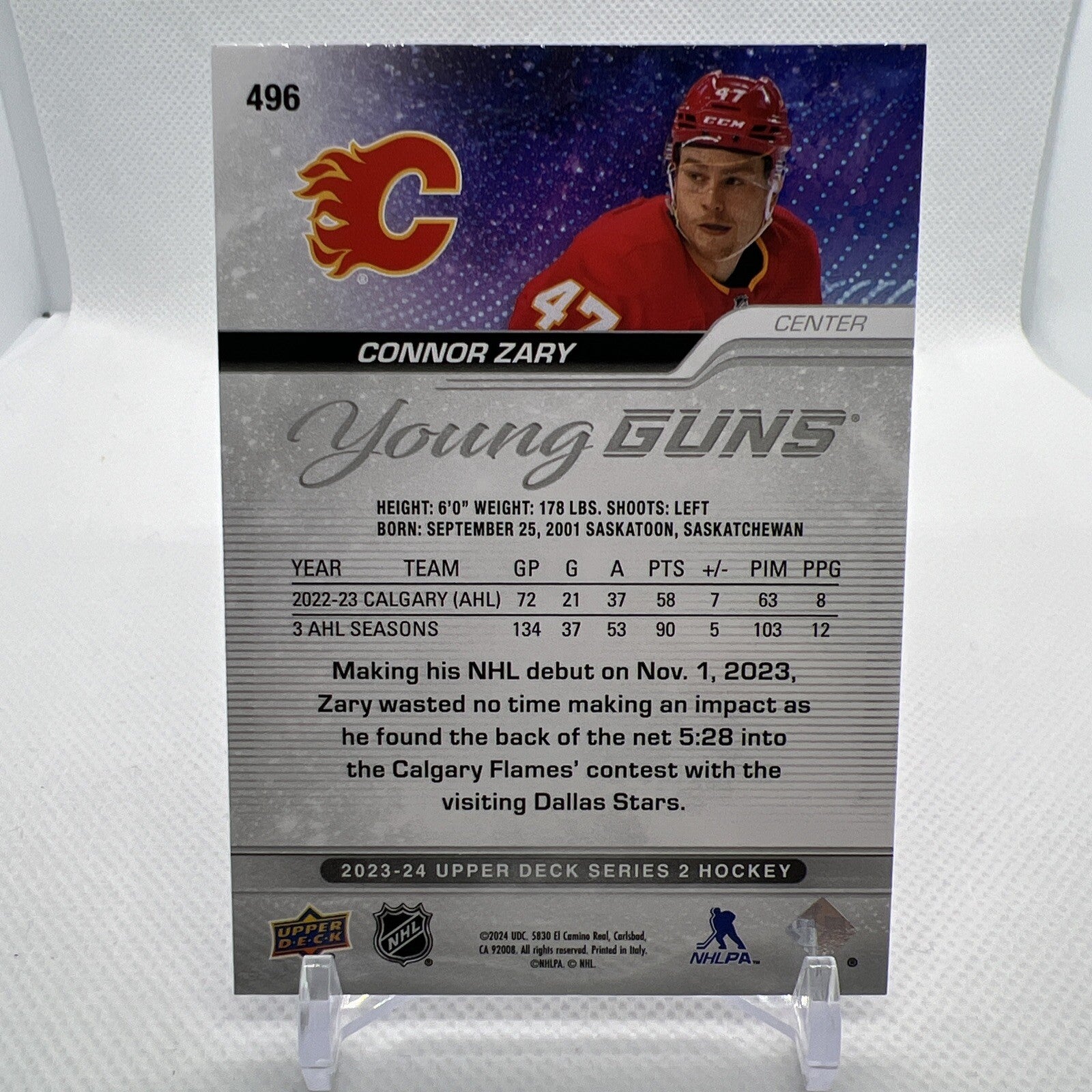 Connor Zary 2023-24 Upper Deck Young Guns Rookie Calgary Flames RC