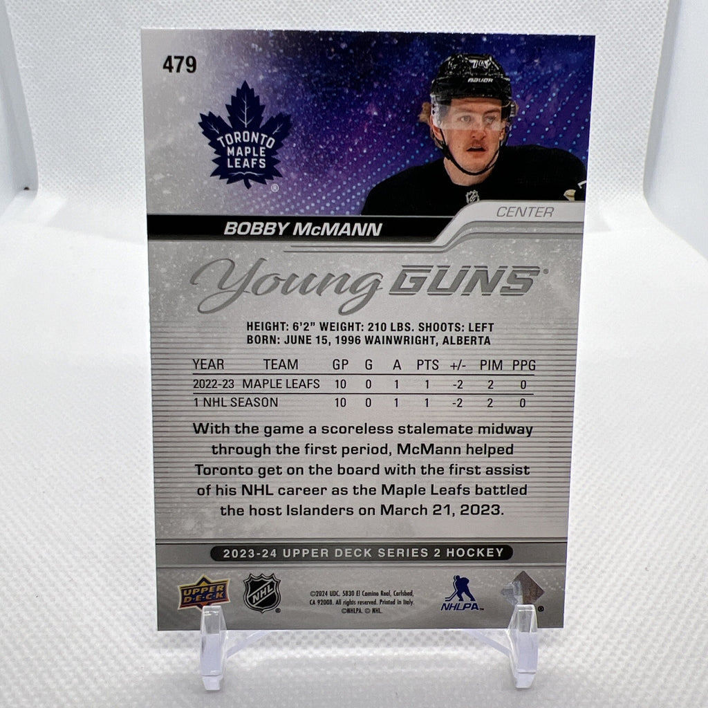 Bobby McMann 2023-24 Upper Deck Young Guns Rookie Toronto Maple Leafs 2 RC