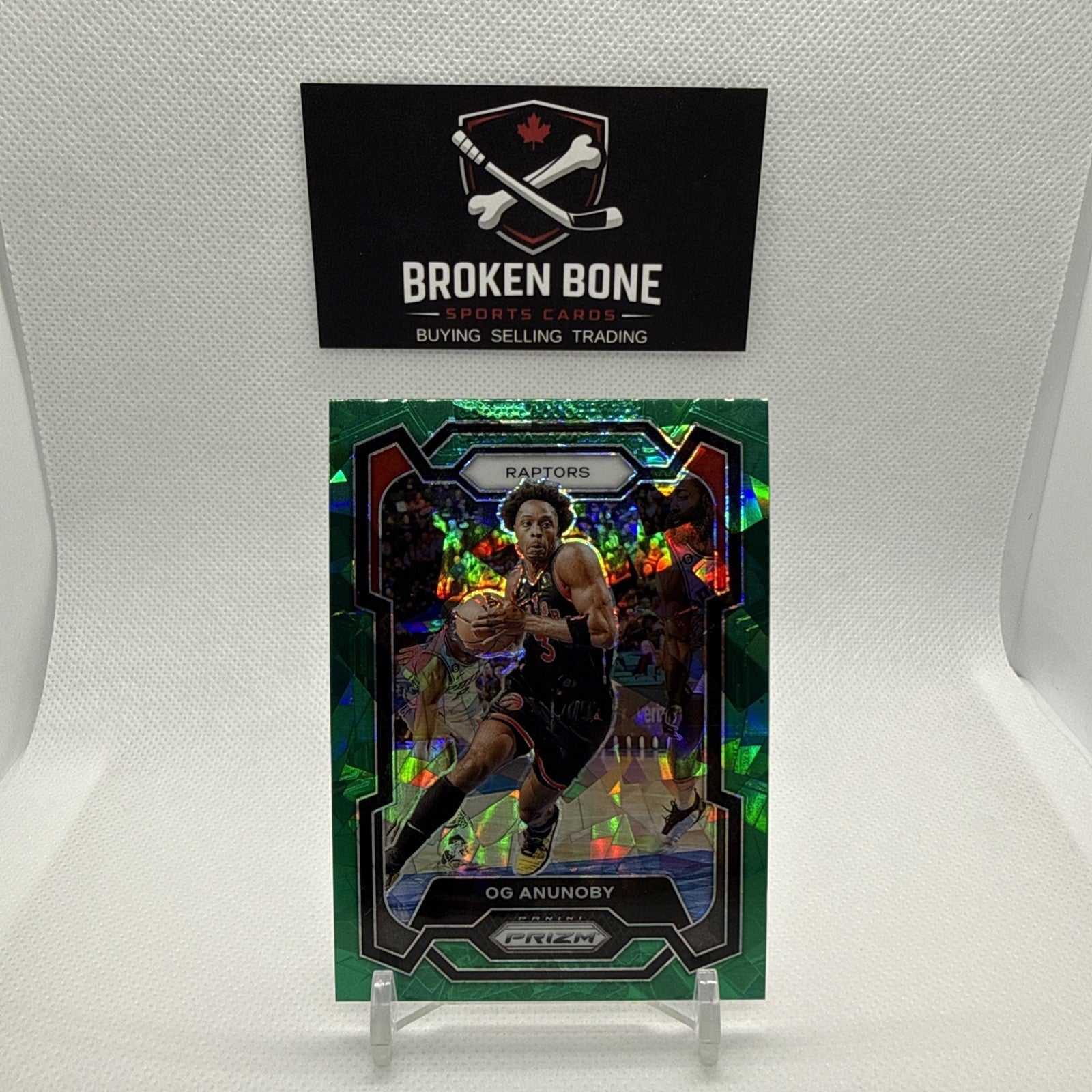 OG Anunoby 2023-24 Panini Prizm Green Cracked Ice SSP #91 Raptors