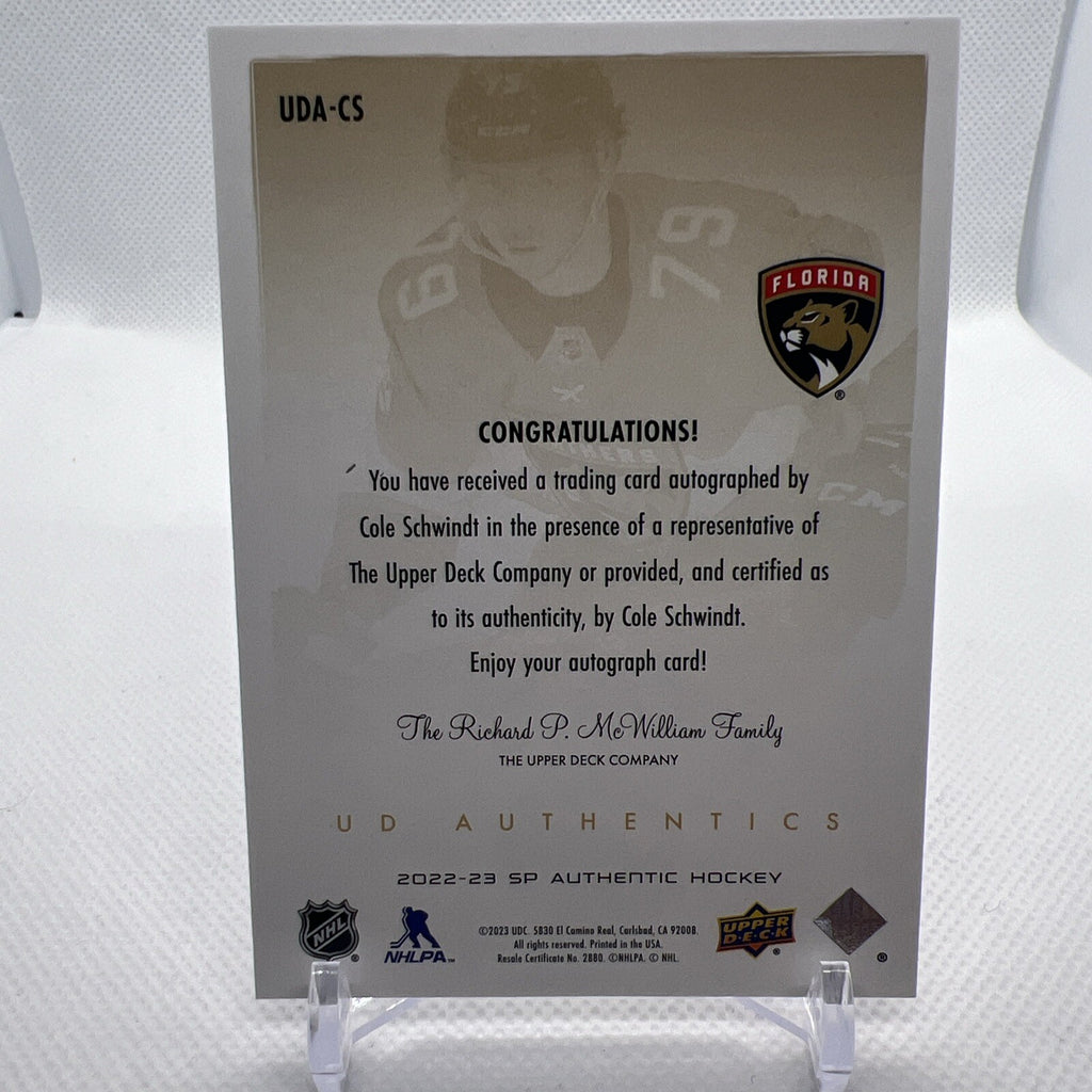 Cole Schwindt 2022-23 SP Authentic UD Authentics Auto Florida Panthers