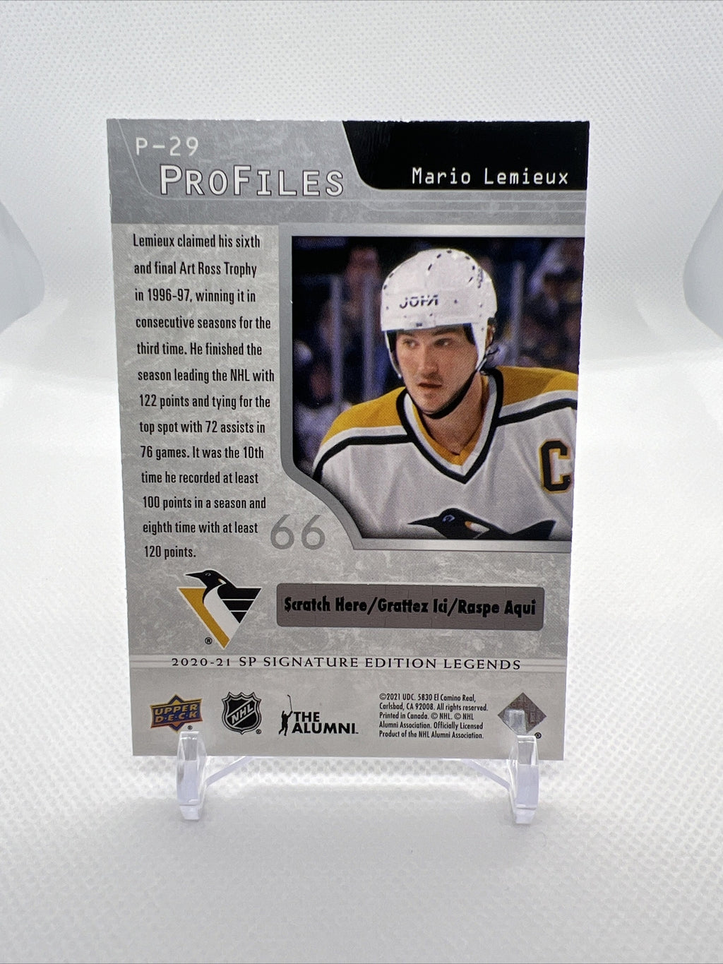 Mario Lemieux 2020-21 SP Signature Edition Legends Profiles NHL #P-29 Hockey
