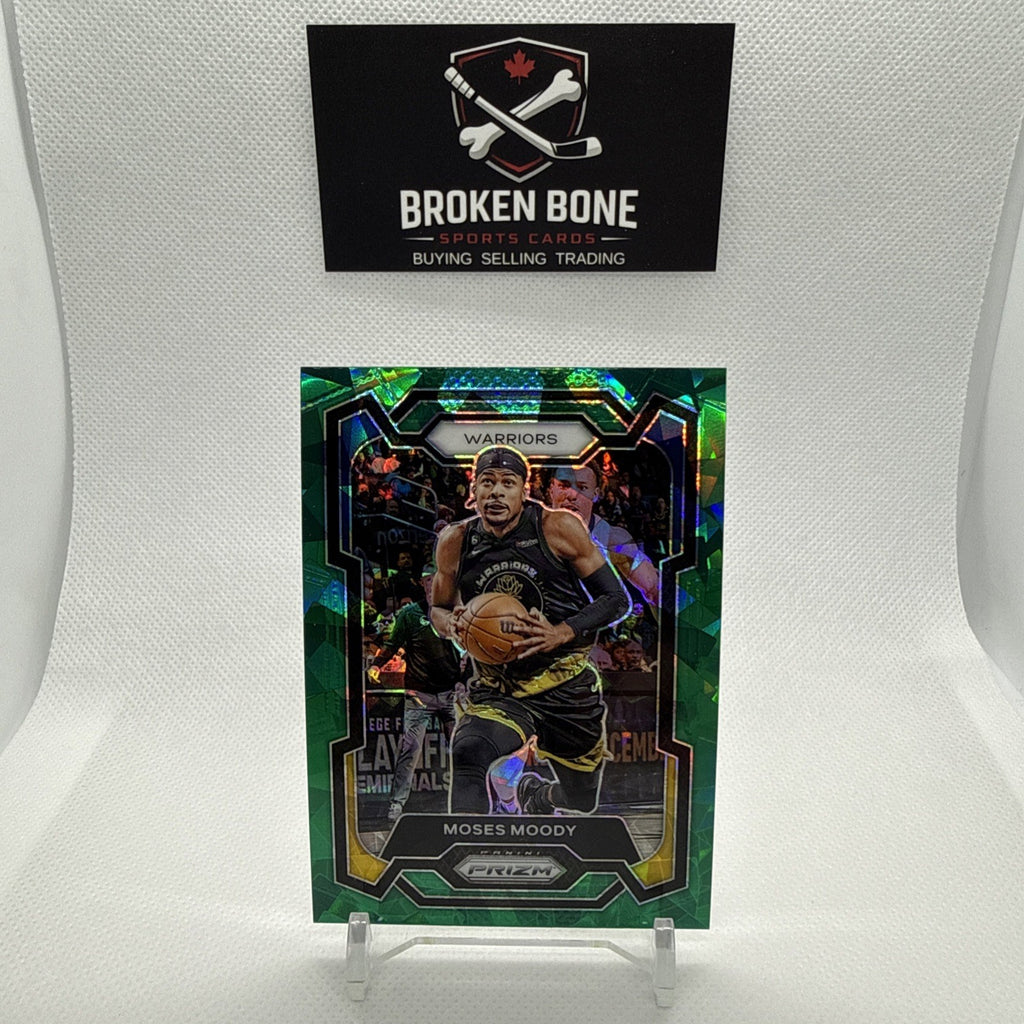 Moses Moody 2023-24 Panini Prizm Green Cracked Ice SSP #228 Warriors