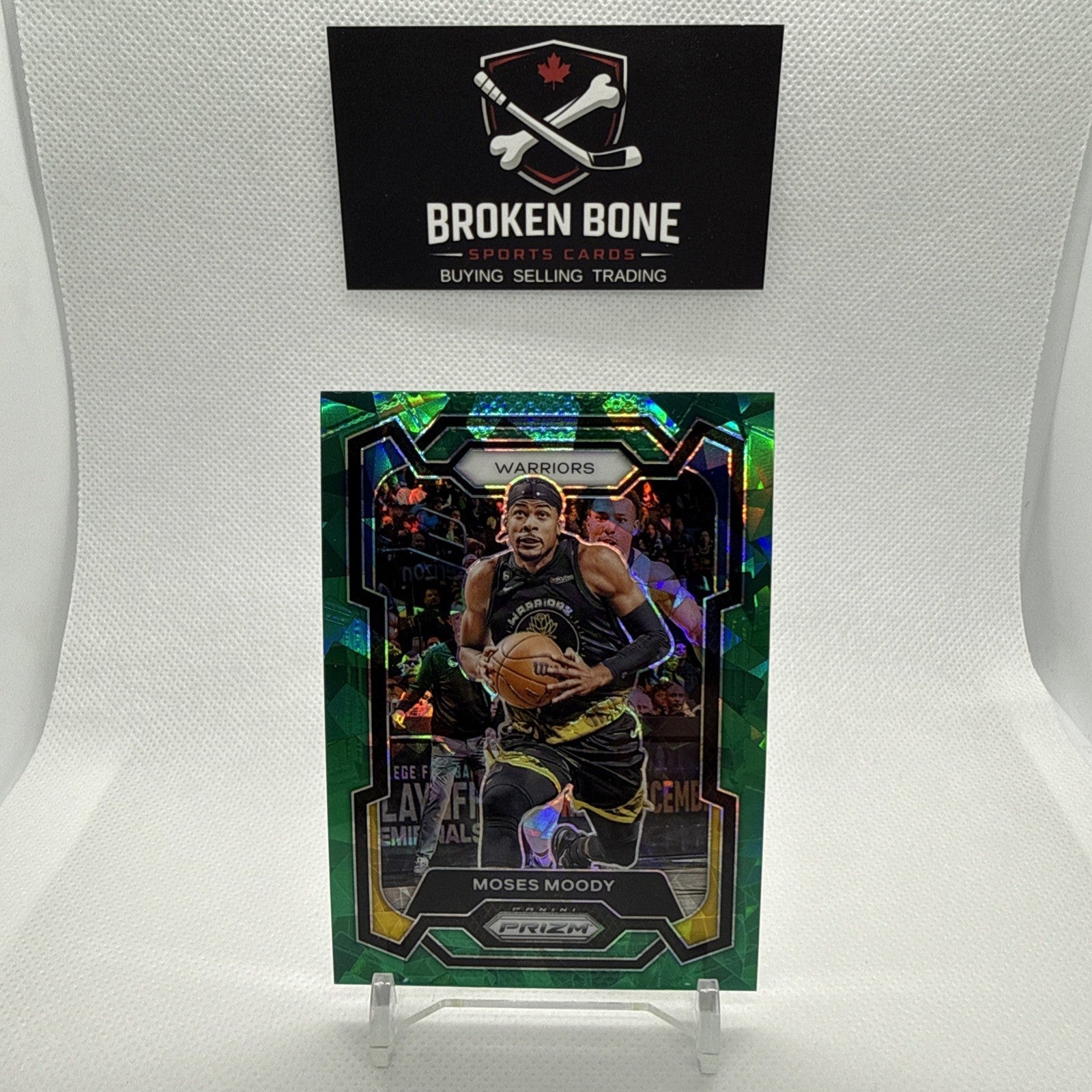 Moses Moody 2023-24 Panini Prizm Green Cracked Ice SSP #228 Warriors