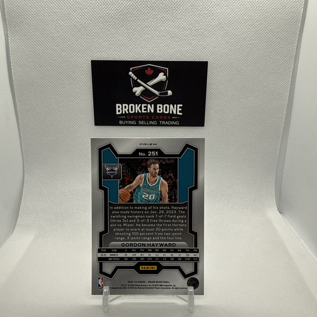 Gordon Hayward 2023-24 Panini Prizm Green Cracked Ice SSP #251 Hornets