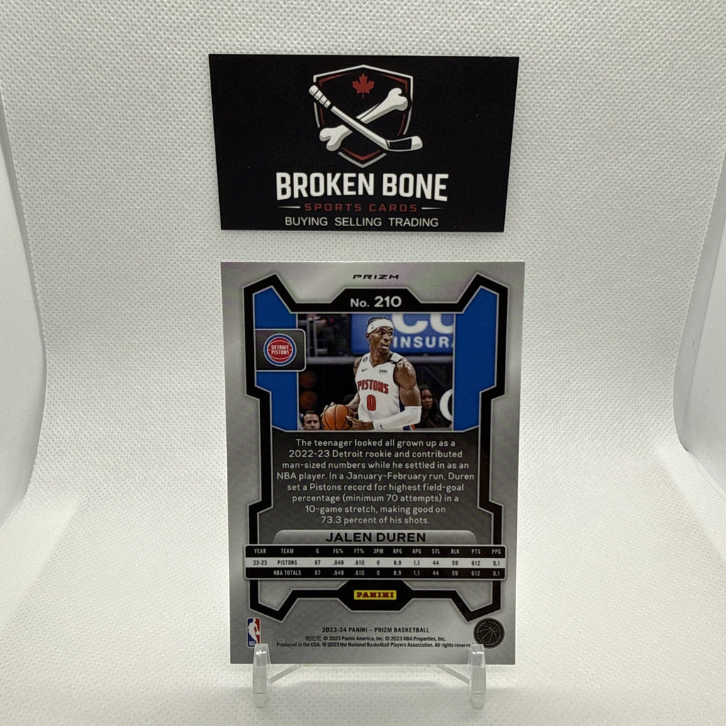 Jalen Duren 2023-24 Panini Prizm Green Cracked Ice SSP #210 Pistons