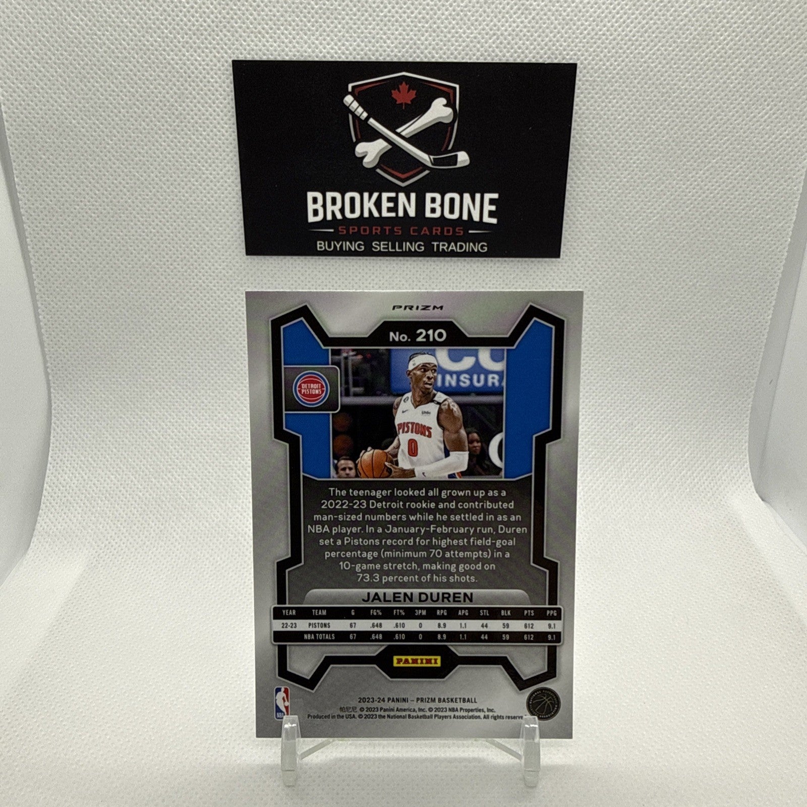 Jalen Duren 2023-24 Panini Prizm Green Cracked Ice SSP #210 Pistons