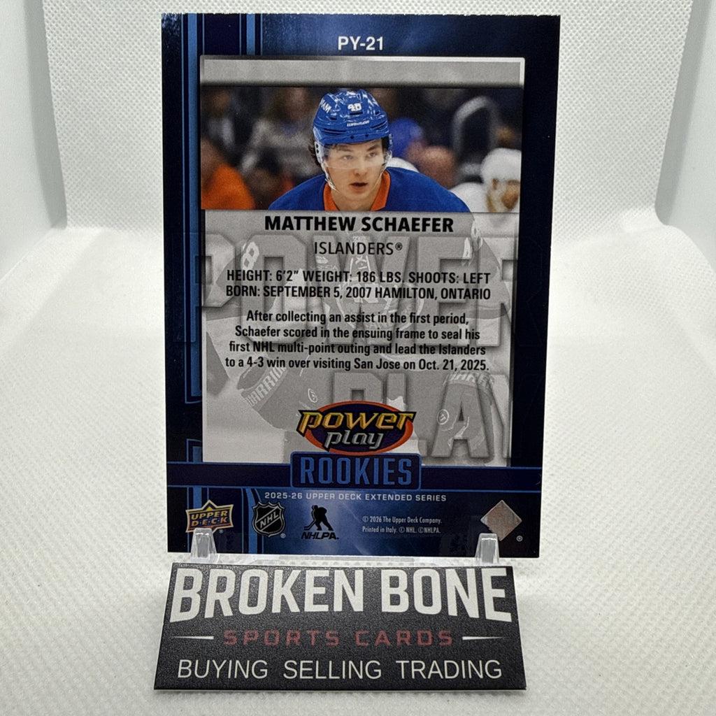 Matthew Schaefer 2025-26 Upper Deck Power Play Rookies New York Islanders