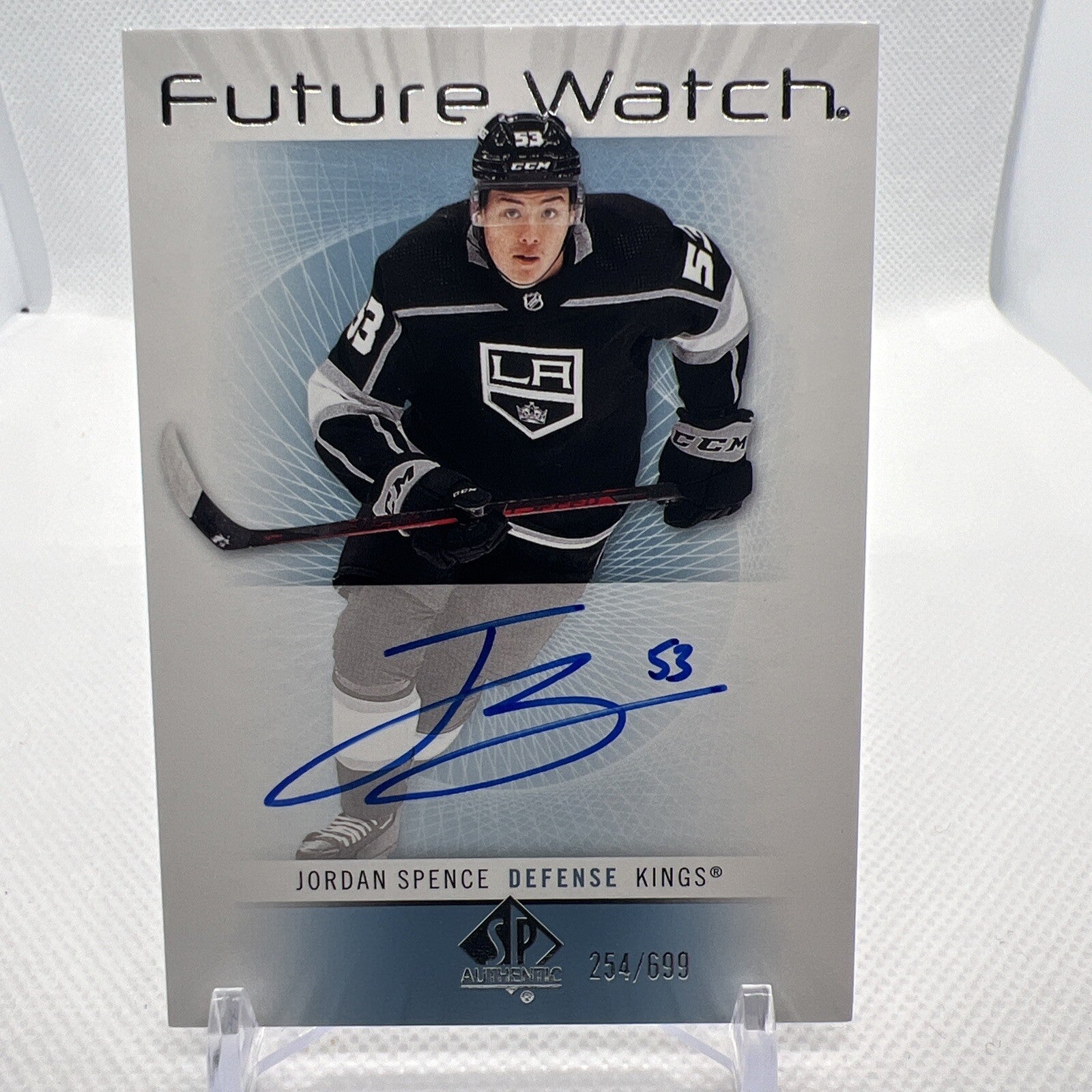 Jordan Spence 22-23 SP Authentic Retro Future Watch Auto /699 Los Angeles Kings