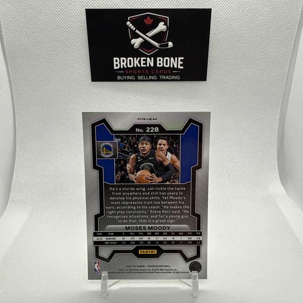 Moses Moody 2023-24 Panini Prizm Green Cracked Ice SSP #228 Warriors