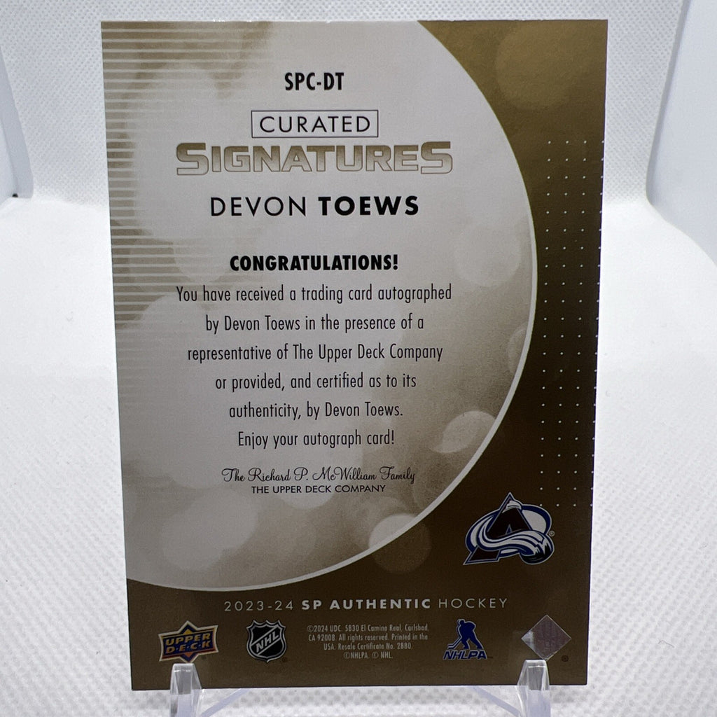 Devon Toews 2023-24 SP Authentic Curated Signatures /299 Colorado Avalanche