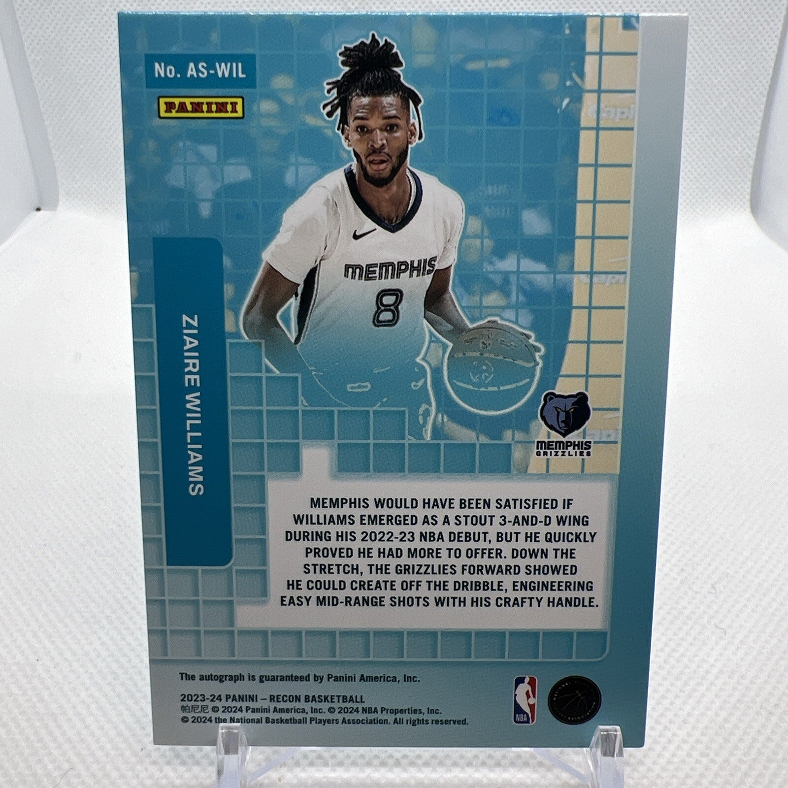 Ziaire Williams 2023-24 Recon Archetype Auto Memphis Grizzlies