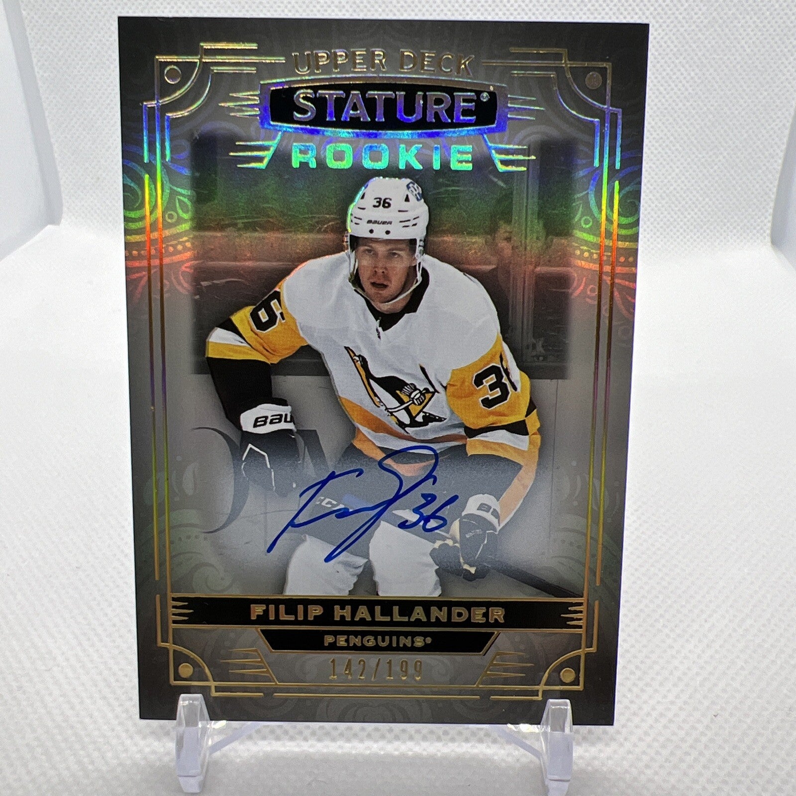 Filip Hallander 2022-23 Upper Deck Stature Rookie Auto /199 Pittsburgh Penguins