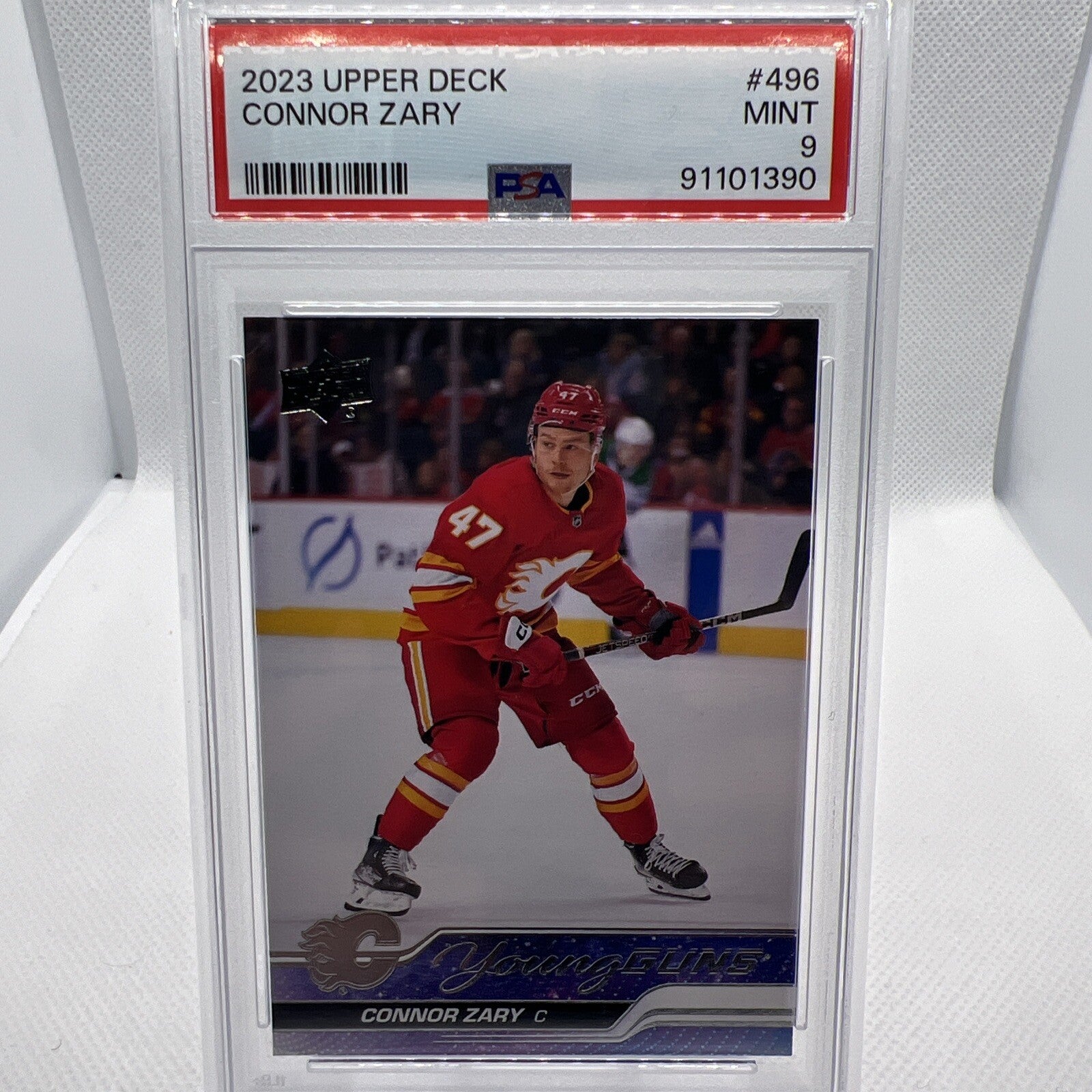 Connor Zary 2023-24 Upper Deck Young Guns RC PSA 9 Calgary Flames
