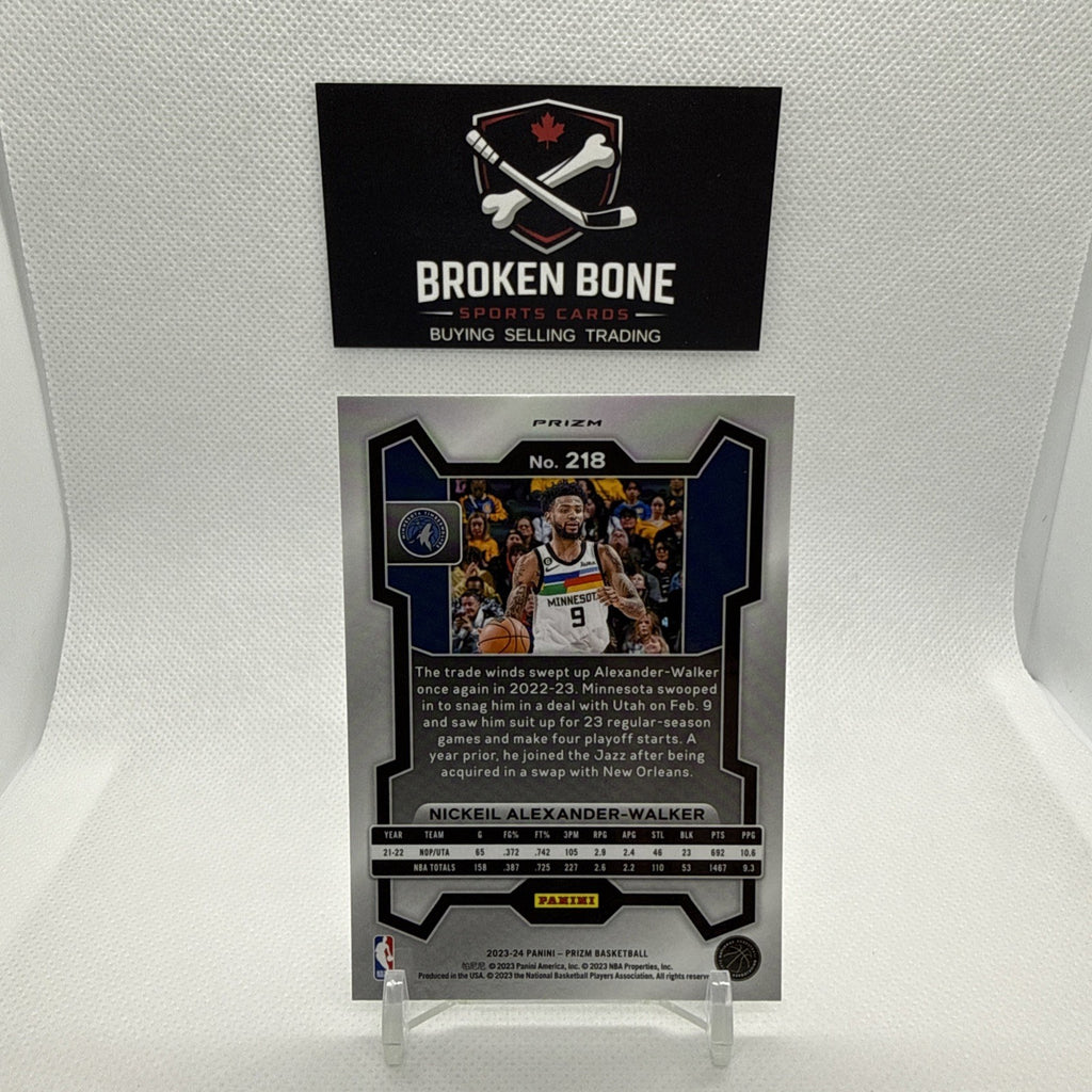 Nickeil Alexander-Walker 2023-24 Panini Prizm Green Cracked Ice SSP #218 Wolves