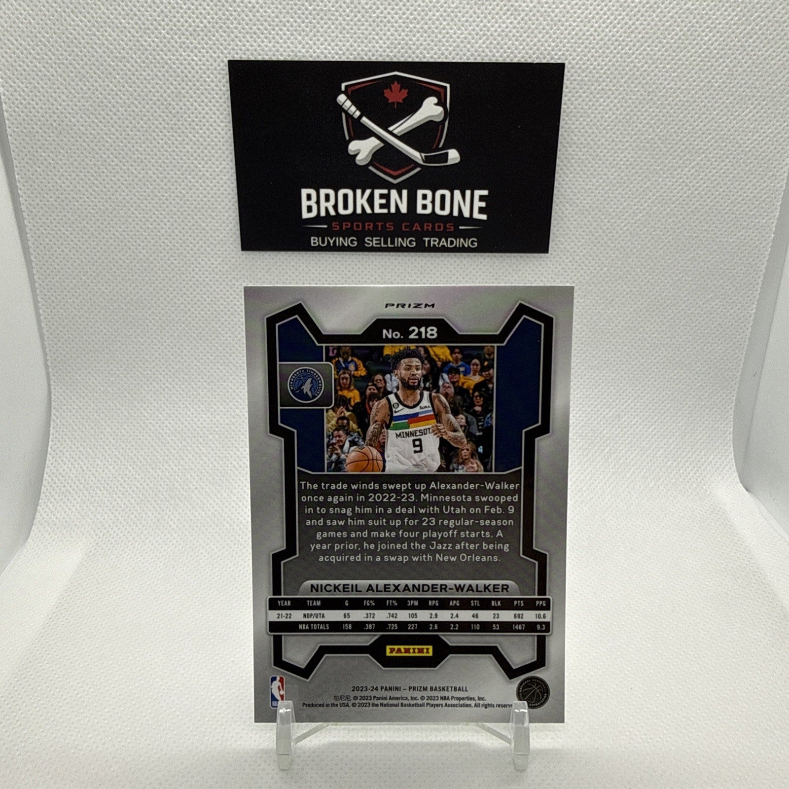 Nickeil Alexander-Walker 2023-24 Panini Prizm Green Cracked Ice SSP #218 Wolves