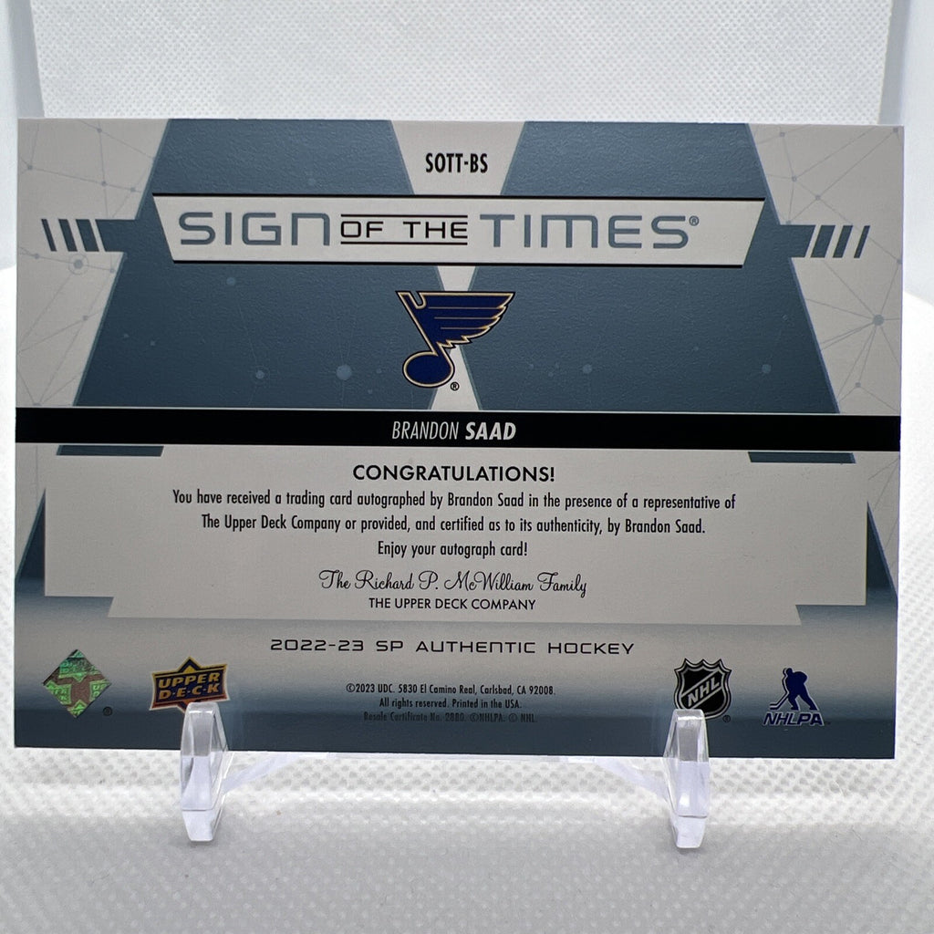 Brandon Saad 2022-23 SP Authentic Sign of the Times St. Louis Blues