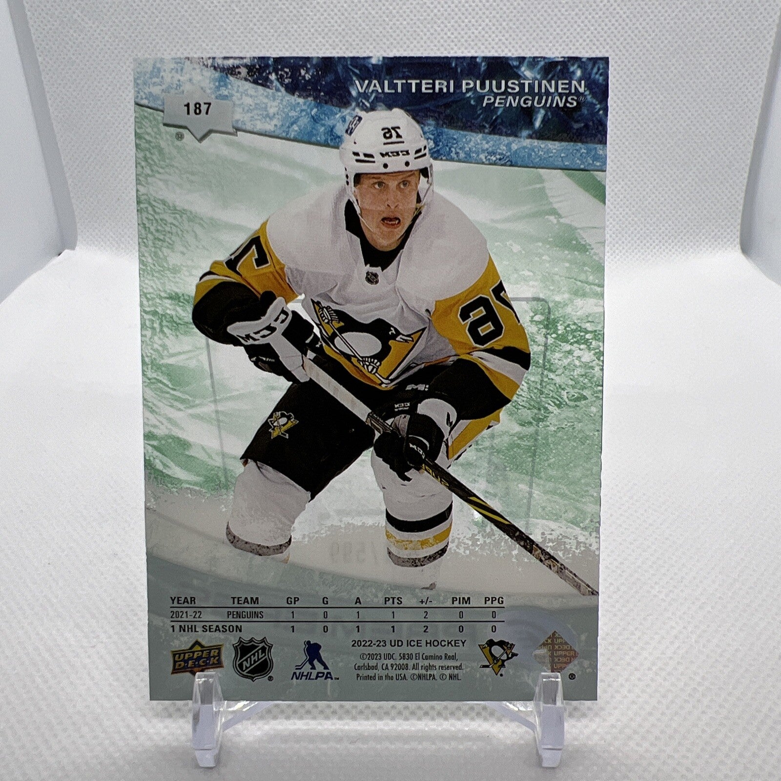 Valtteri Puustinen 2022-23 UD ICE Premieres Rookie /599 Pittsburgh Penguins