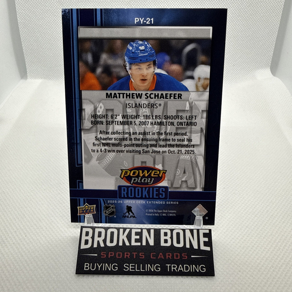 Matthew Schaefer 2025-26 Upper Deck Power Play Rookies New York Islanders