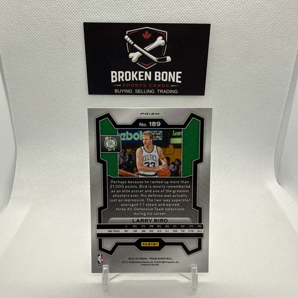 Larry Bird 2023-24 Panini Prizm Green Cracked Ice SSP #189 Celtics
