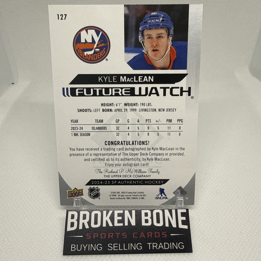 Kyle Maclean 2024-25 SP Authentic Future Watch Auto New York Islanders /999