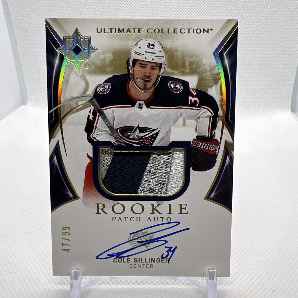 Cole Sillinger 2021-22 Ultimate Rookie Patch Auto Columbus Blue Jackets /99