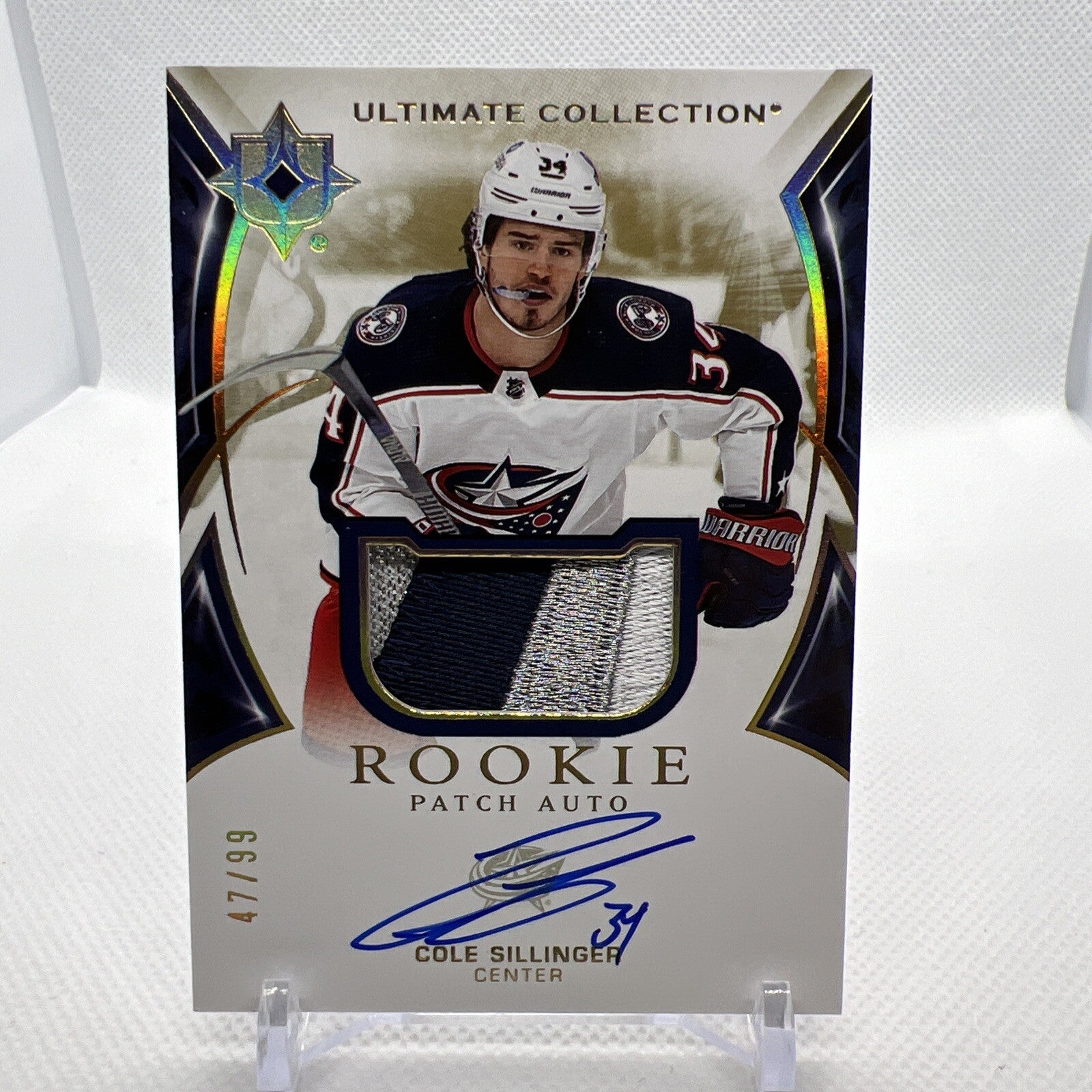 Cole Sillinger 2021-22 Ultimate Rookie Patch Auto Columbus Blue Jackets /99