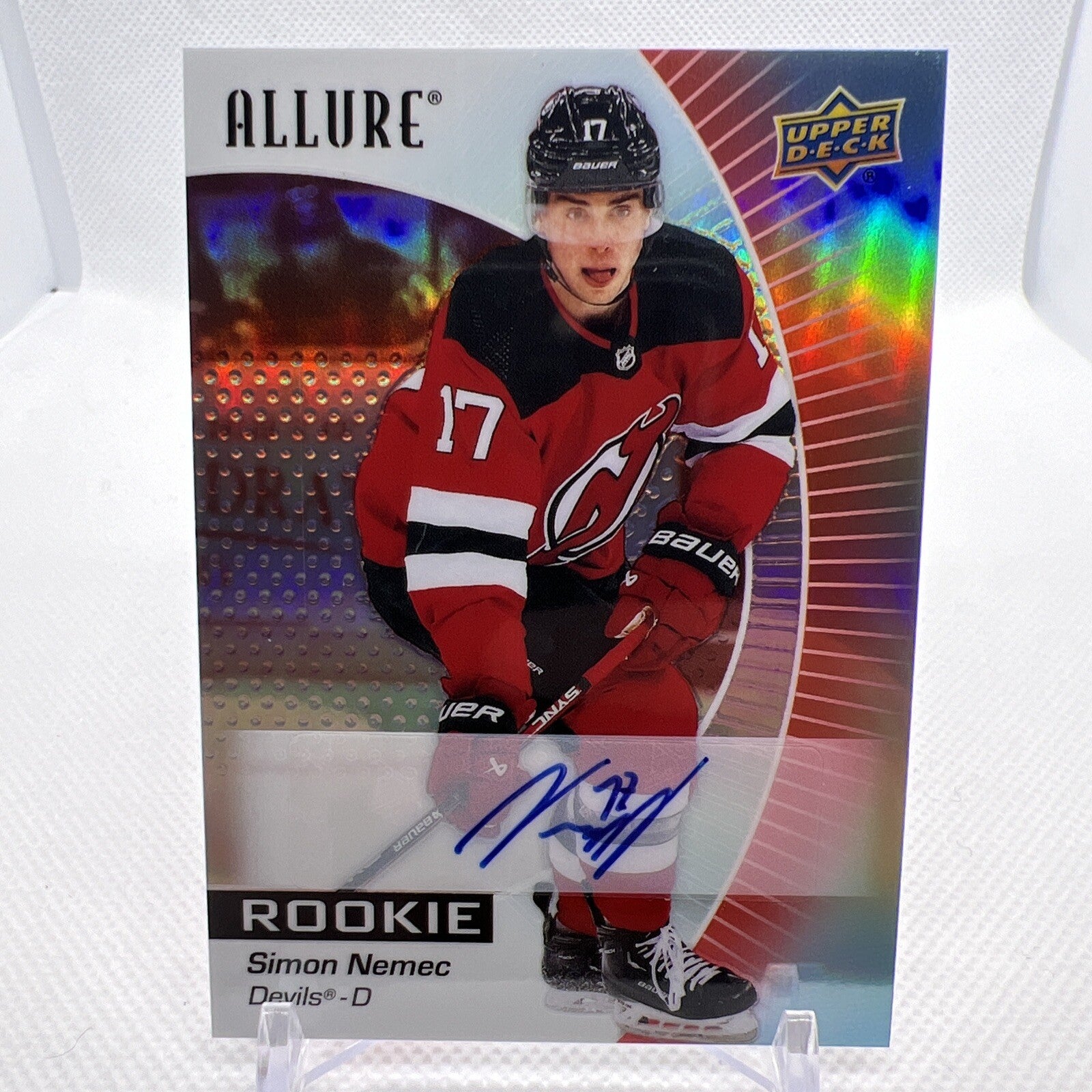 Simon Nemec 2023-24 Allure Red Rainbow Rookie Auto New Jersey Devils