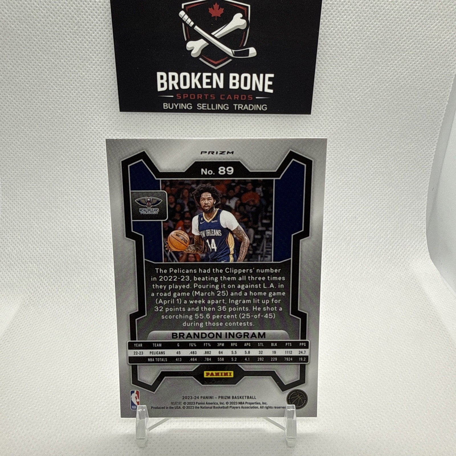 Brandon Ingram 2023-24 Panini Prizm Silver Prizm #89 Pelicans