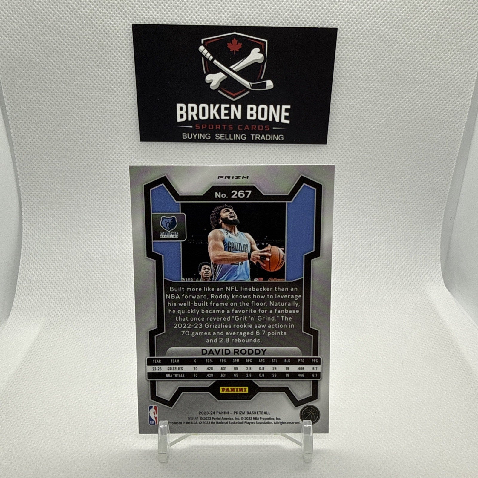 David Roddy 2023-24 Panini Prizm Silver Prizm #267 Grizzlies