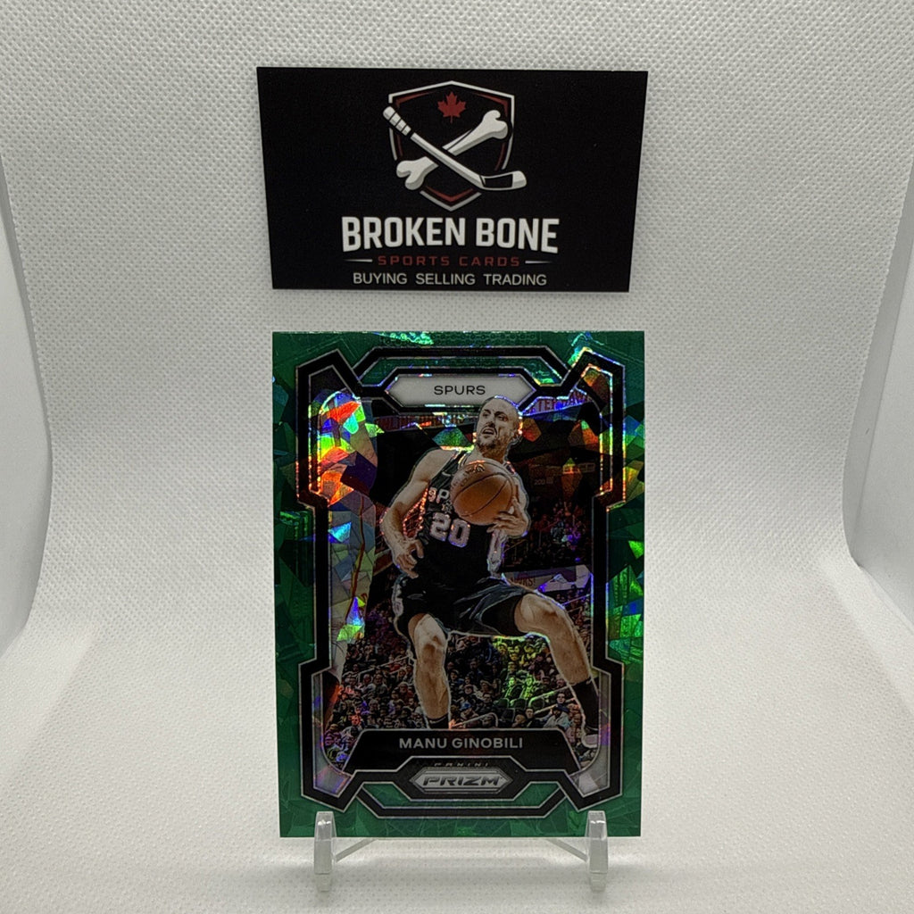 Manu Ginobili 2023-24 Panini Prizm Green Cracked Ice SSP #190 Spurs