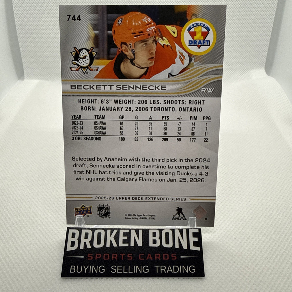 Beckett Sennecke 2025-26 Upper Deck 1st Round Draft Rookie Anaheim Ducks