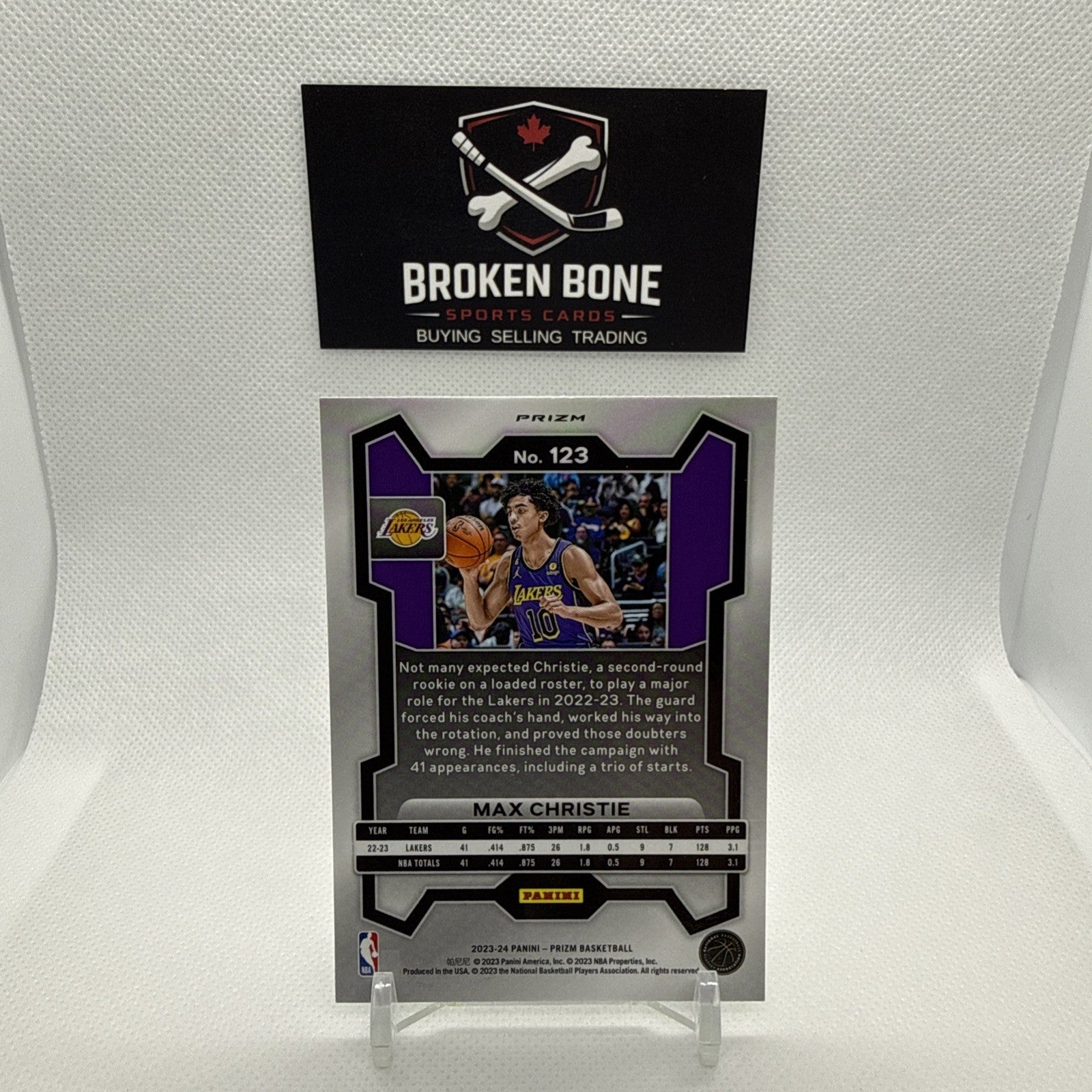 Max Christie 2023-24 Panini Prizm Green Cracked Ice SSP #123 Lakers