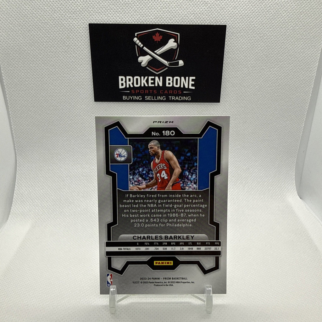 Charles Barkley 2023-24 Panini Prizm Green Cracked Ice SSP #180 76ers