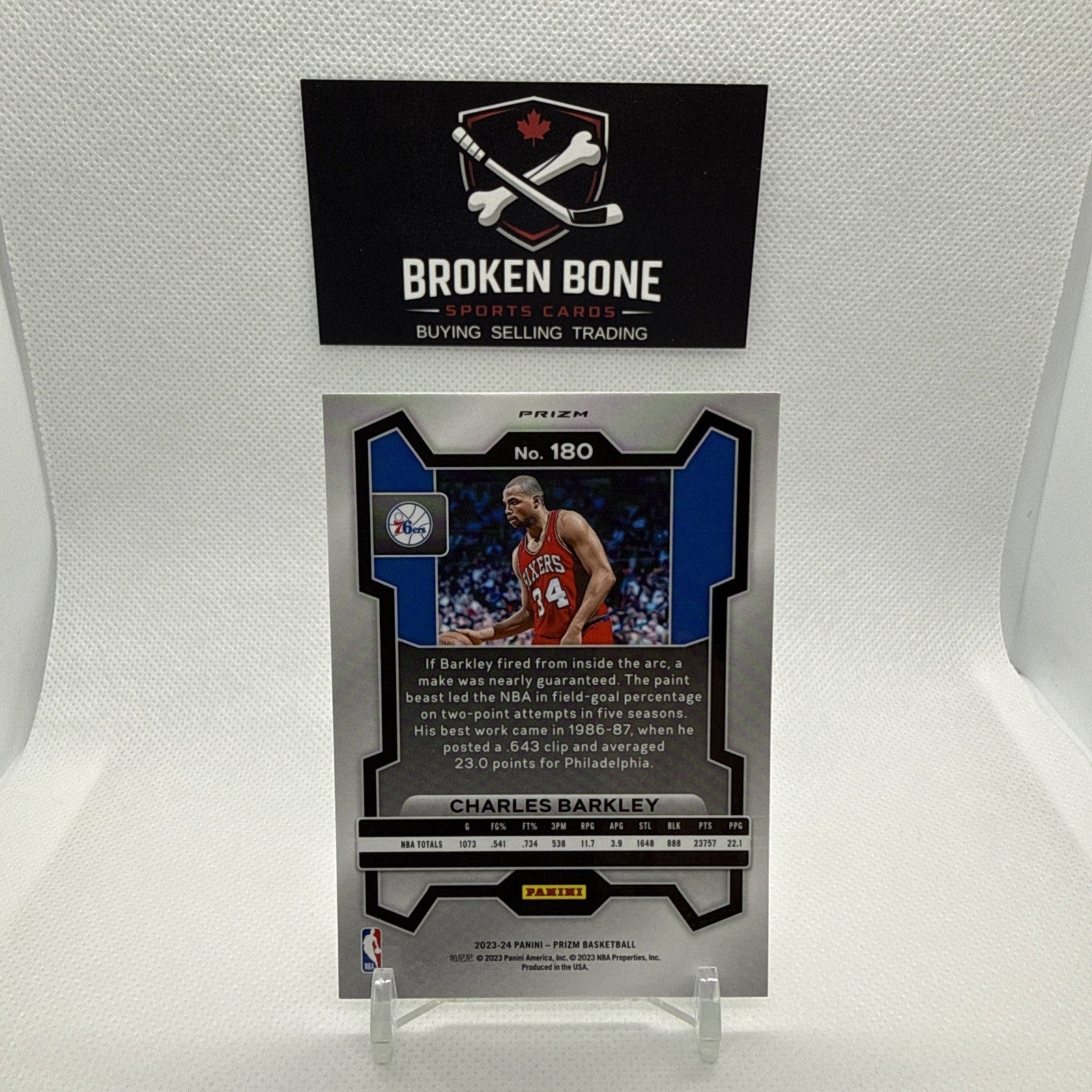 Charles Barkley 2023-24 Panini Prizm Green Cracked Ice SSP #180 76ers