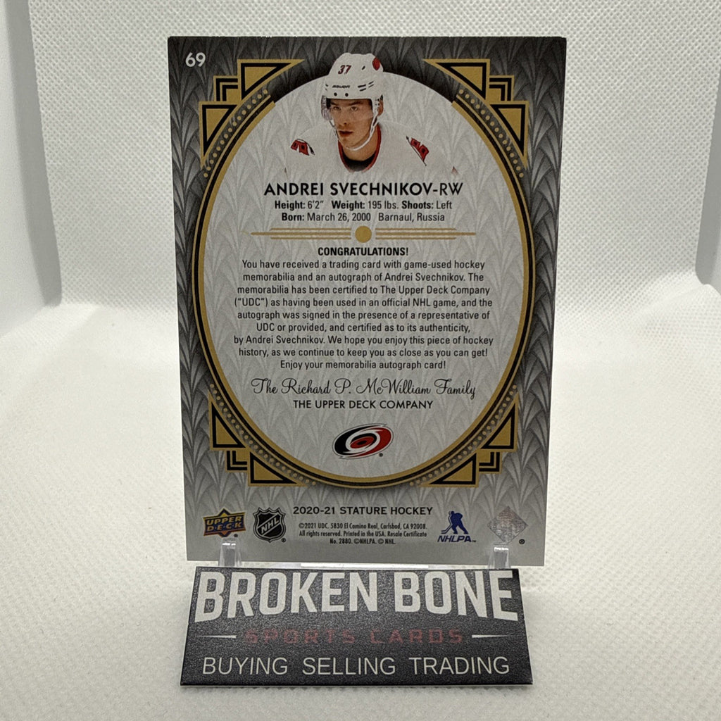 Andrei Svechnikov 2020-21 Stature Patch Auto /21 Carolina Hurricanes