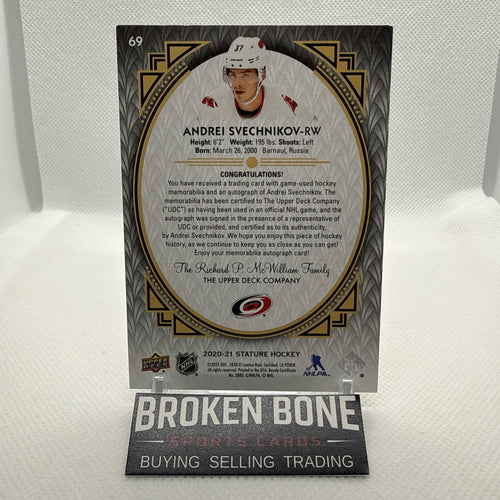 Andrei Svechnikov 2020-21 Stature Patch Auto /21 Carolina Hurricanes
