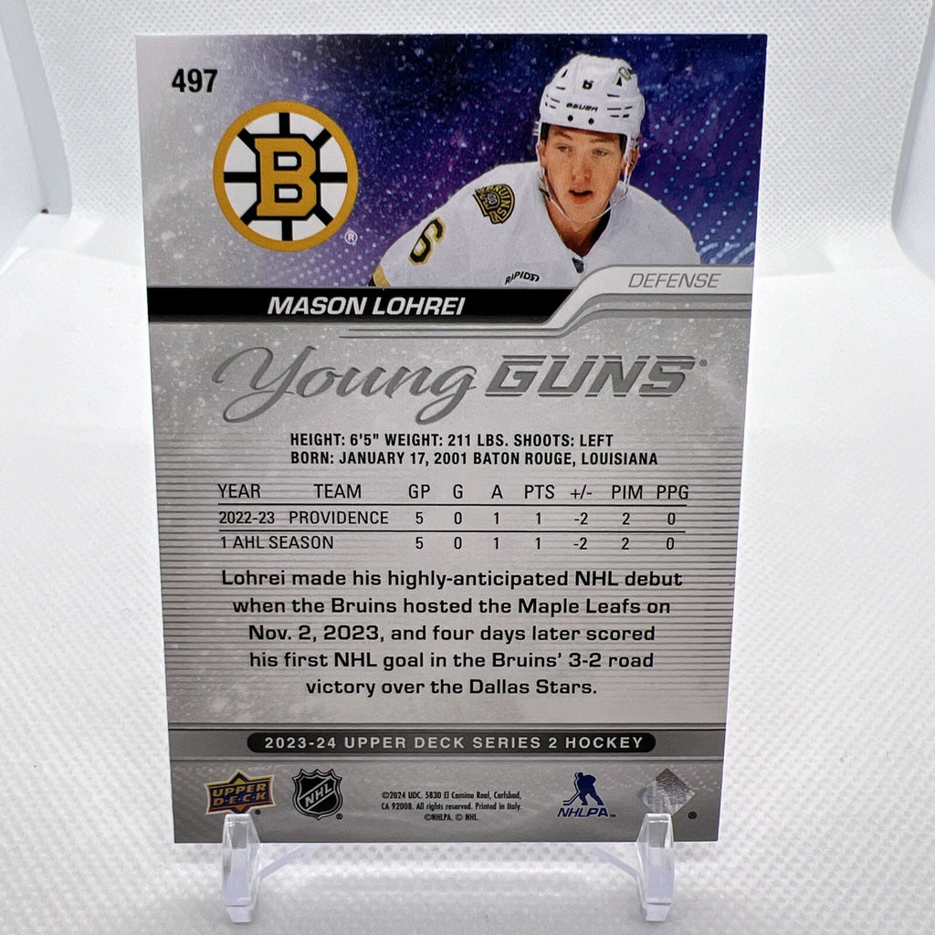 Mason Lohrei 2023-24 Upper Deck Young Guns Rookie Boston Bruins 4 RC