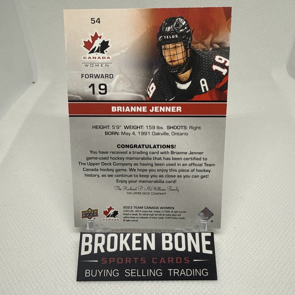 Brianne Jenner 2023 Team Canada Juniors Game-Used Patch Parallel PWHL