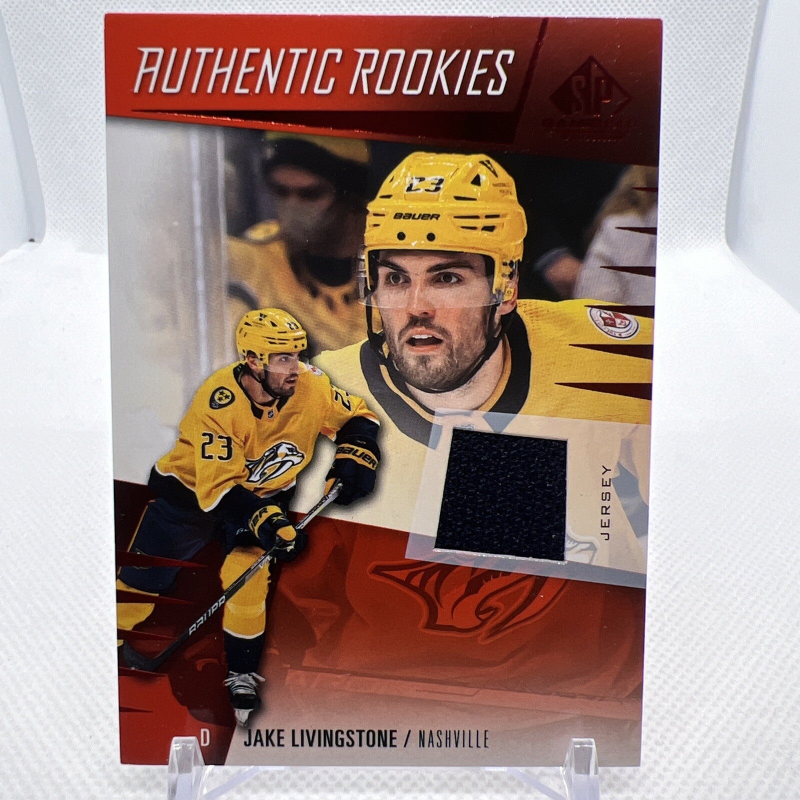 Jake Livingstone 23-24 SP Game Used Authentic Rookies Jersey Nashville Predators