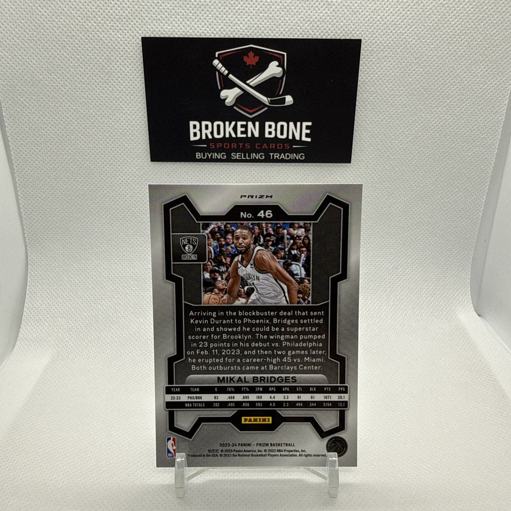 Mikal Bridges 2023-24 Panini Prizm Green Cracked Ice SSP #46 Nets