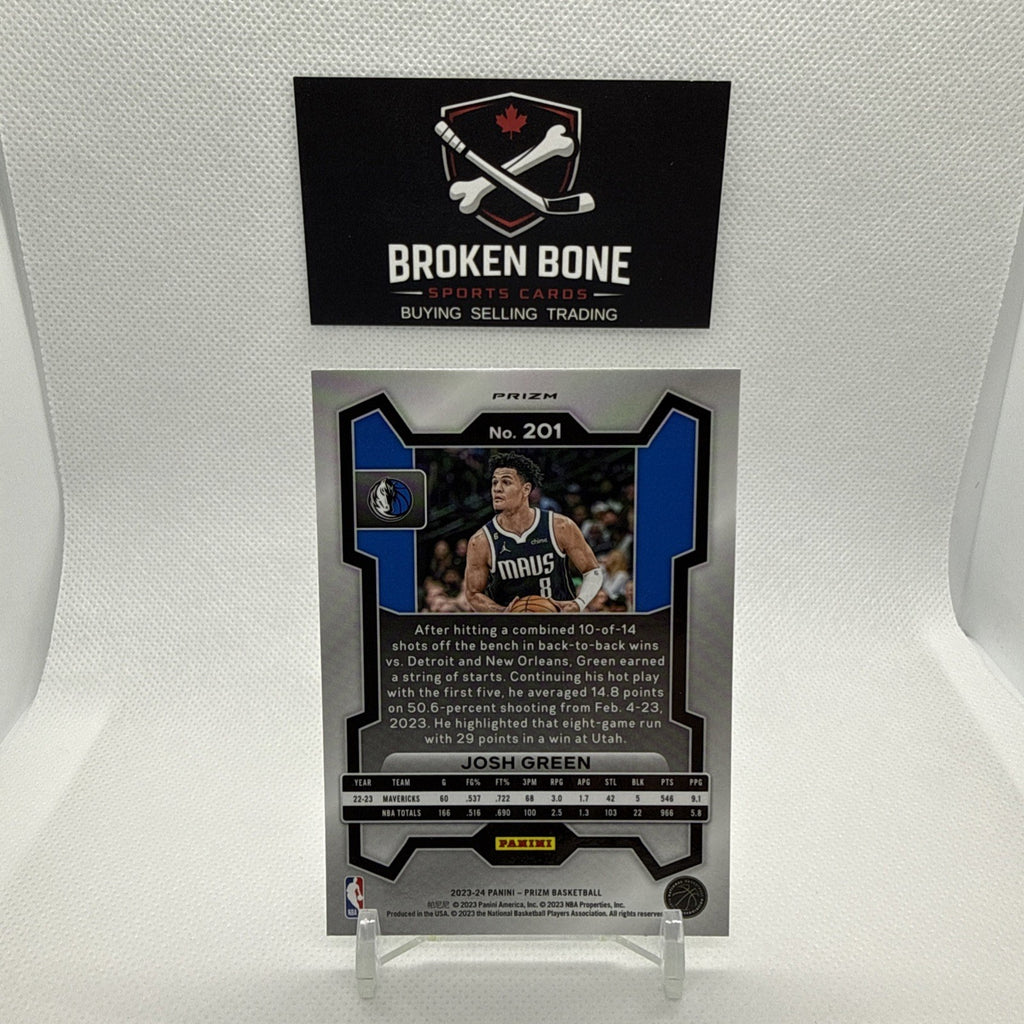 Josh Green 2023-24 Panini Prizm Green Cracked Ice SSP #201 Mavericks