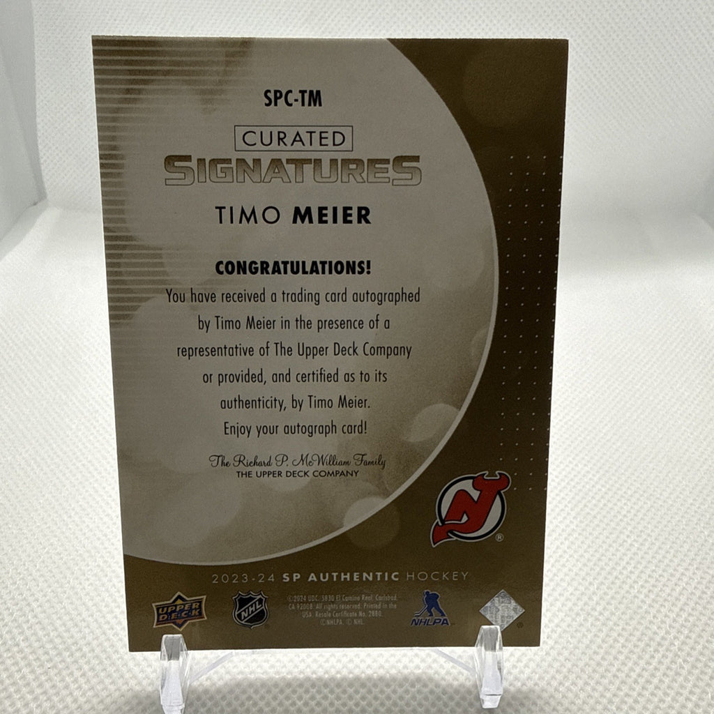 Timo Meier 2023-24 SP Authentic Curated Signatures /99 New Jersey Devils