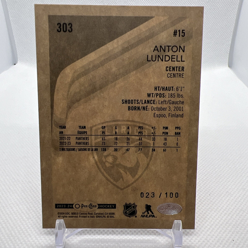 Anton Lundell 2023-24 O-Pee-Chee Retro Black Parallel /100 Florida Panthers