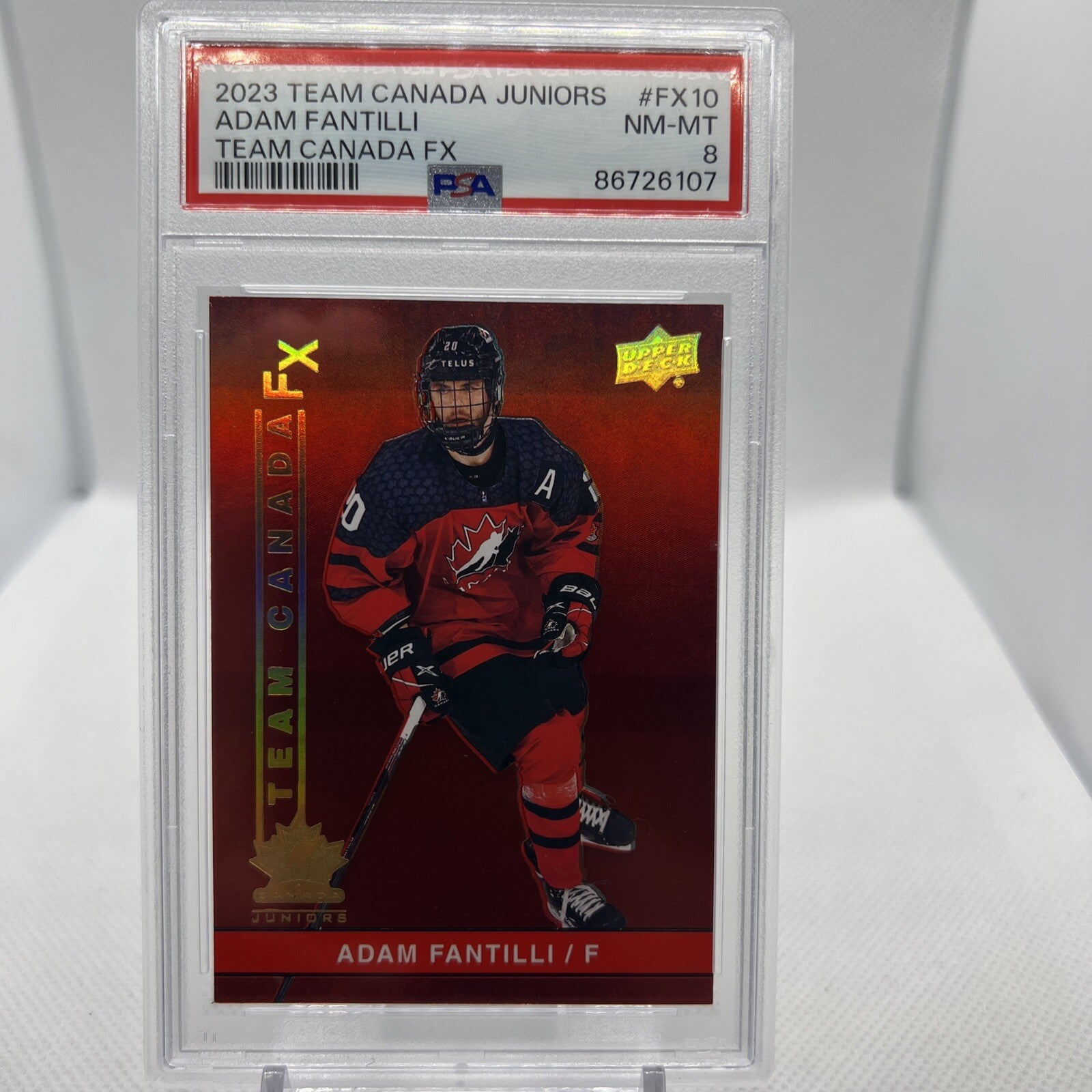 Adam Fantilli 2023 Team Canada Team Canada FX FX-10 Columbus Blue Jackets PSA 8