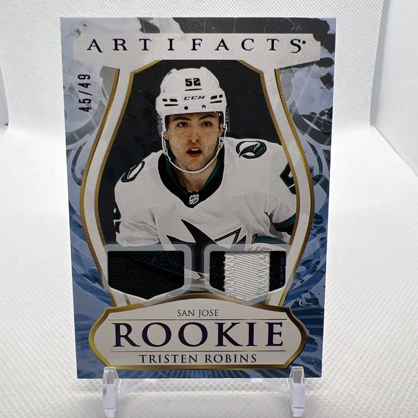 Tristen Robins 23-24 Upper Deck Artifacts Rookie Dual Patch /49 San Jose Sharks