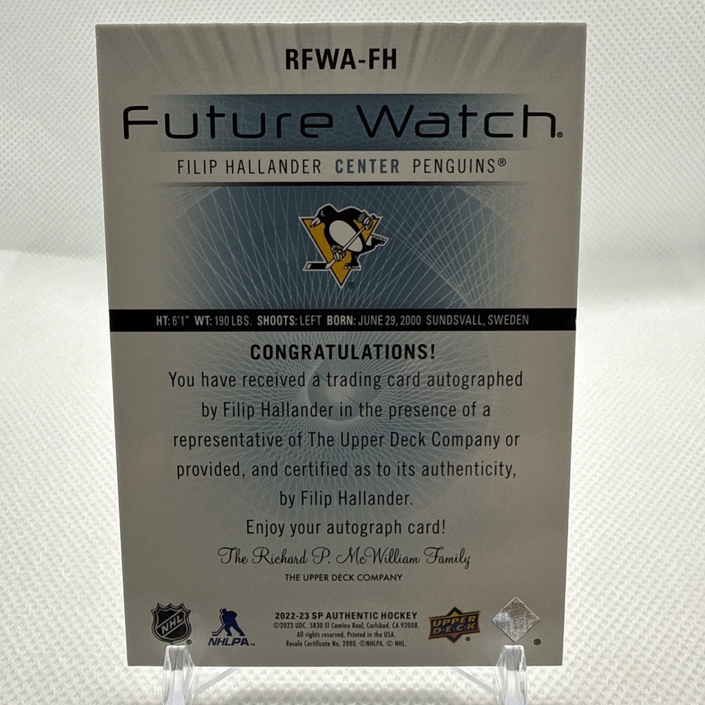 Filip Hallander 2022-23 SP Authentic Future Watch Auto Retro Pittsburgh Penguins
