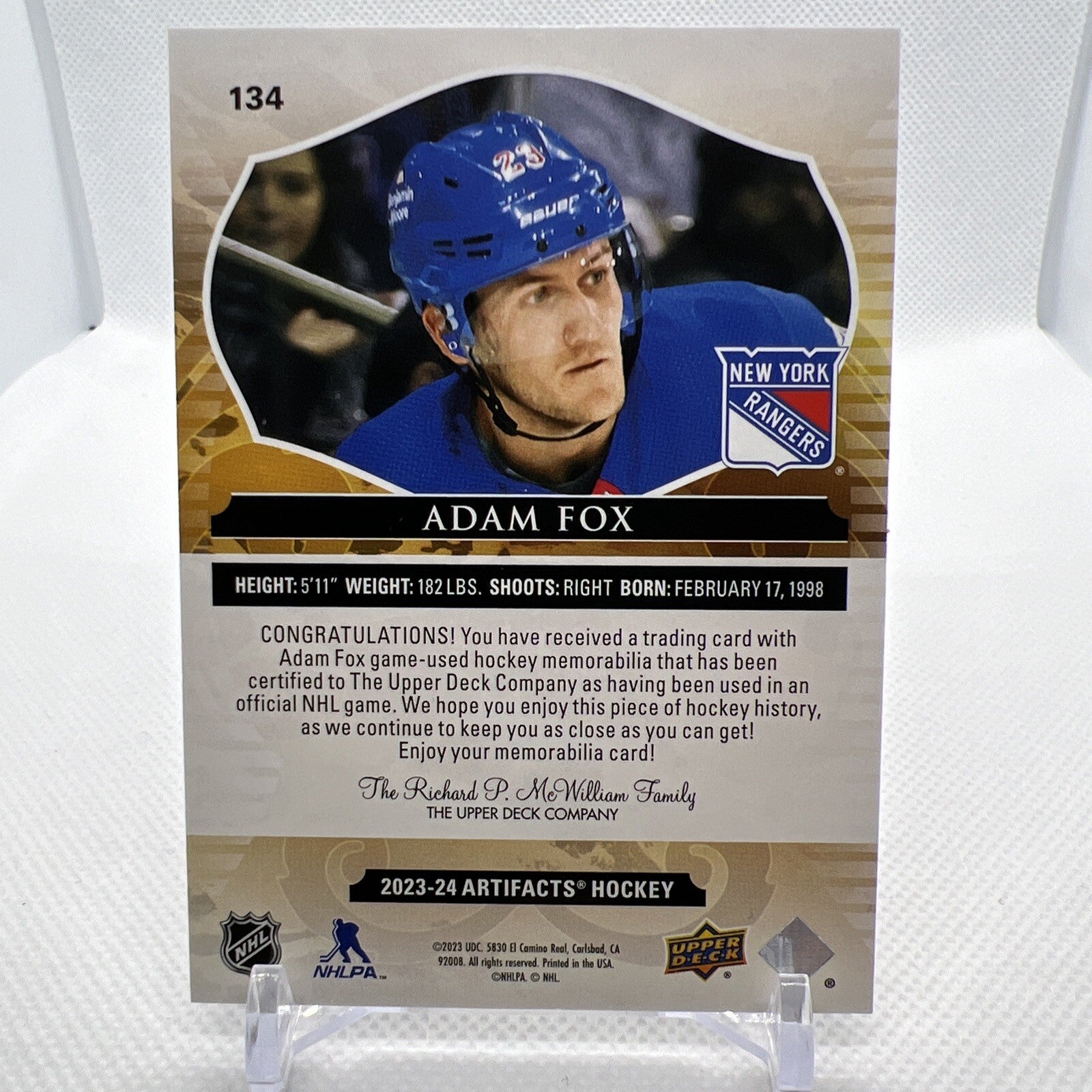 Adam Fox 2023-24 Upper Deck Artifacts #134 Dual Patch /199 New York Rangers