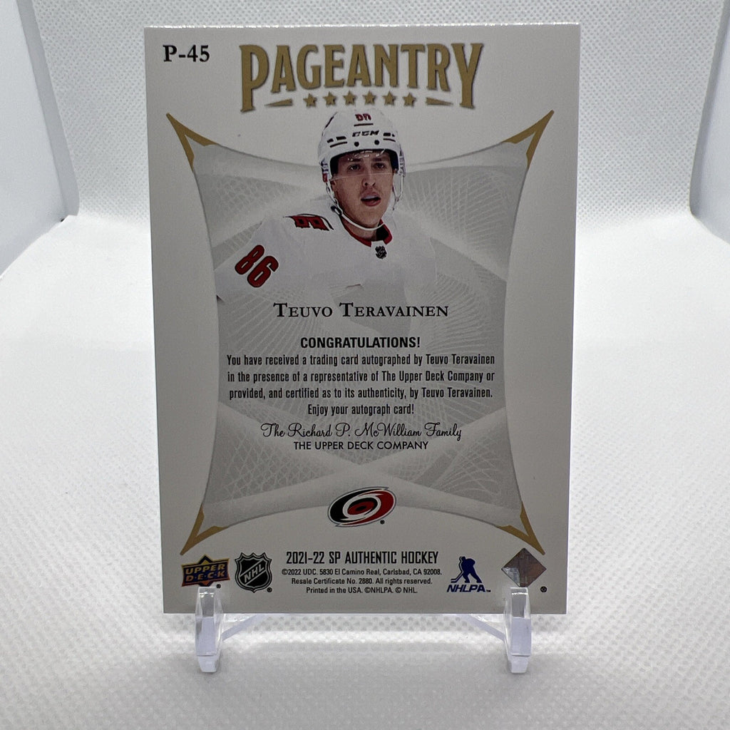Teuvo Teravainen 2021-22 SP Authentic Pageantry Autograph #P-45 Auto Hurricanes