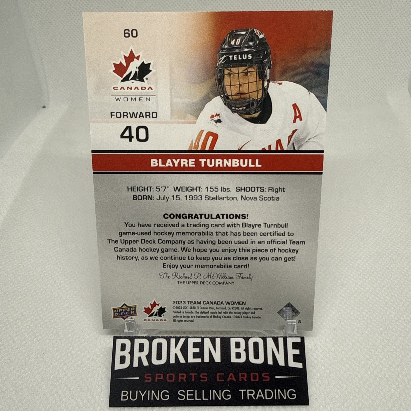 Blayre Turnbull 2023 Team Canada Juniors Game Used Patch Parallel