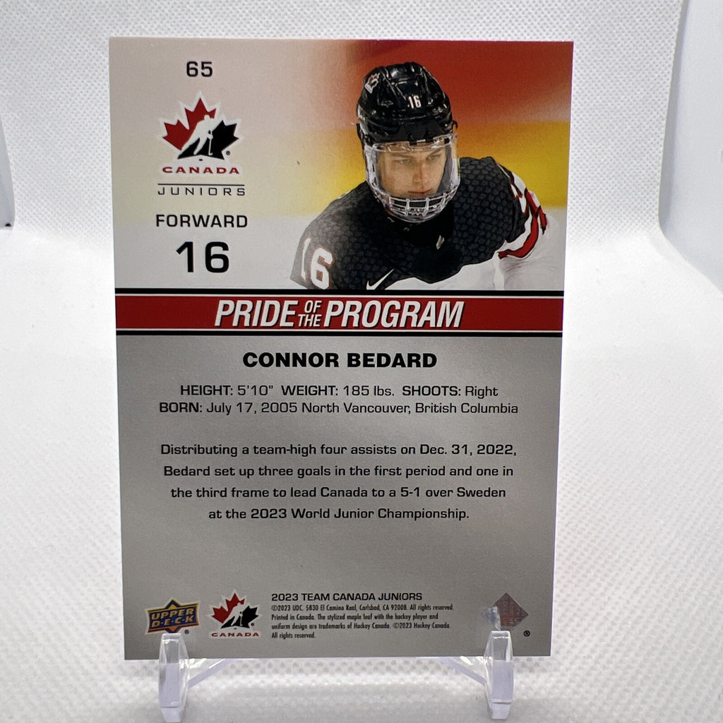 Connor Bedard 2023 Team Canada Juniors Red Pride of Program Chicago Blackhawks